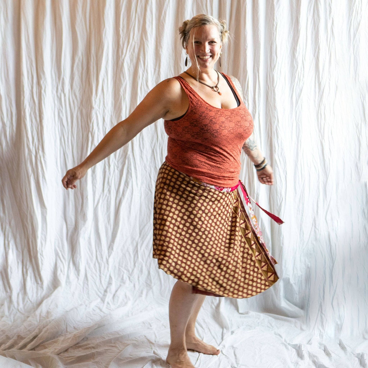 Sari Wrap Skirt: Cool Tones / Maxi / 02-12