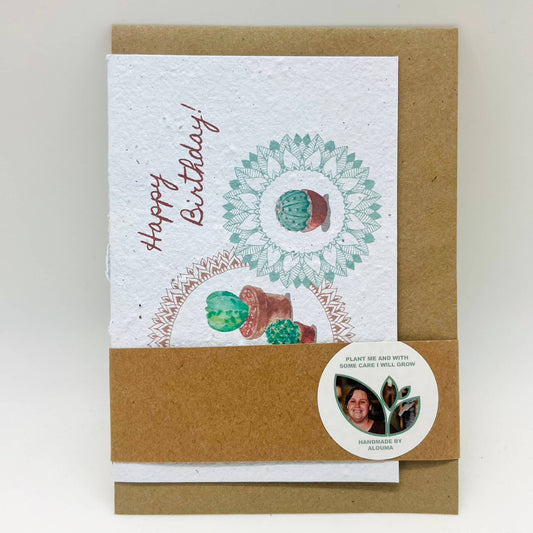 Growing Paper greeting card - Birthday Cactus: Paper Band