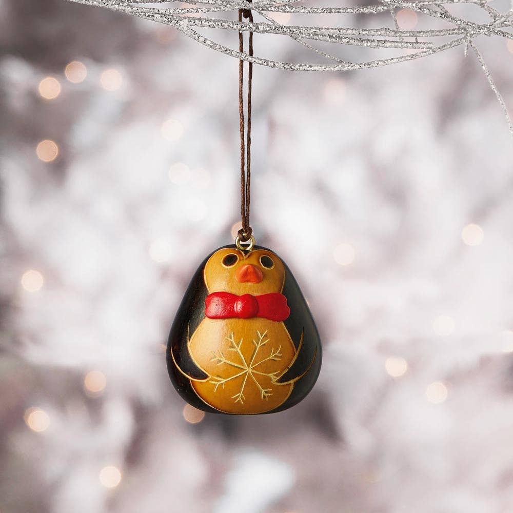 Gentleman Penguin Gourd Christmas Ornament