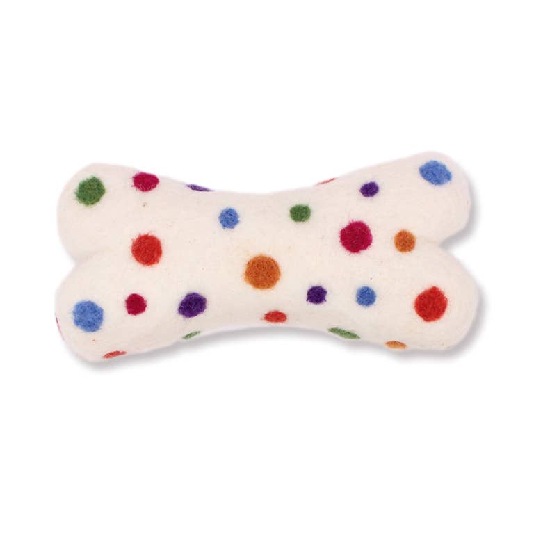 Eco Wool Dog Bones/Toys: Polka Dot & Tie-Dyed (Fair Trade): Tye-Dyed / Large