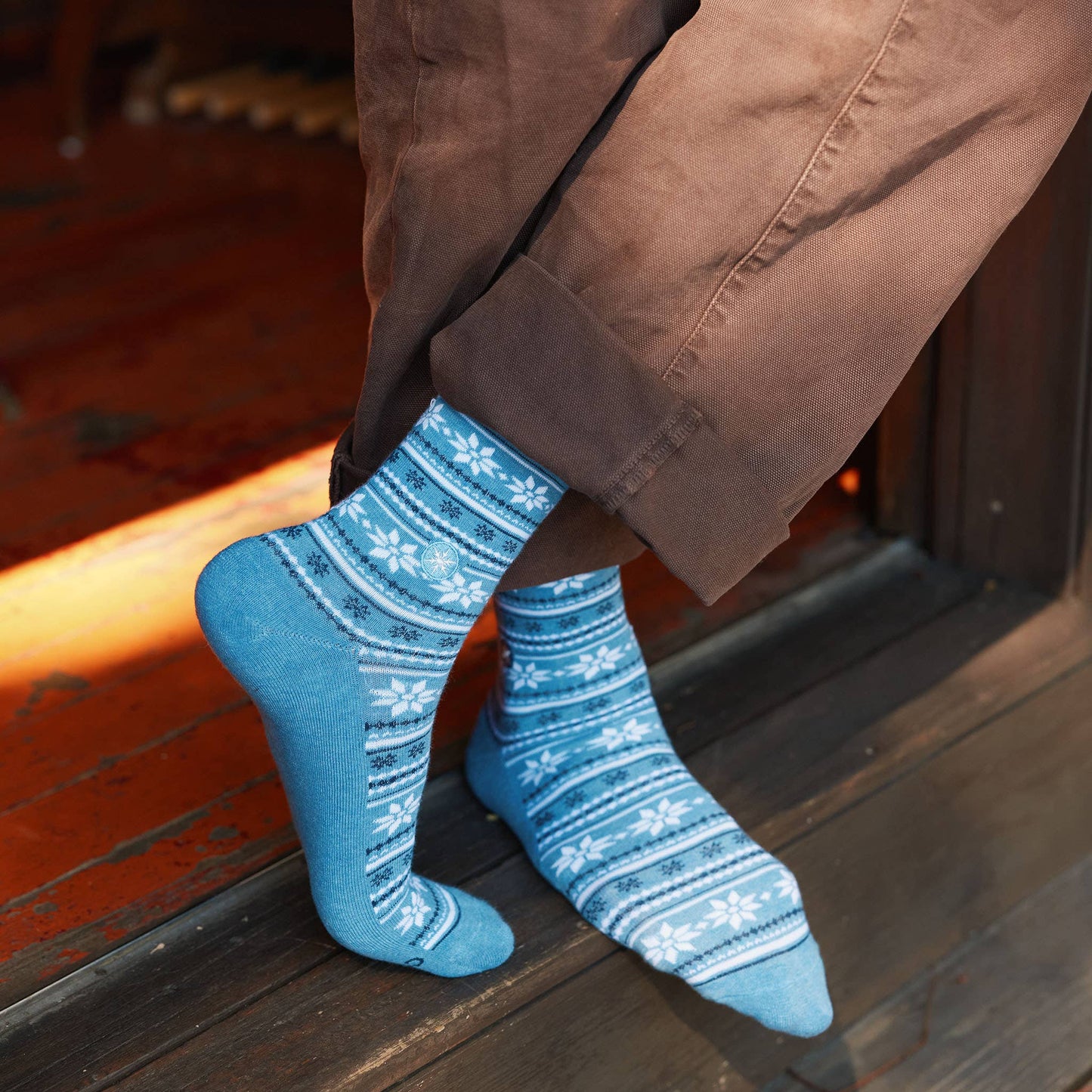 Socks that Give Water (Blue Fair Isle): Medium