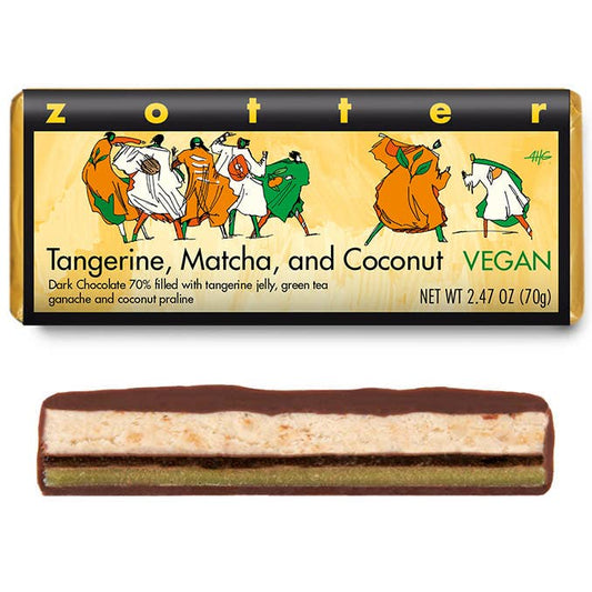 Tangerine, Matcha, and Coconut (Hand-scooped Chocolate)