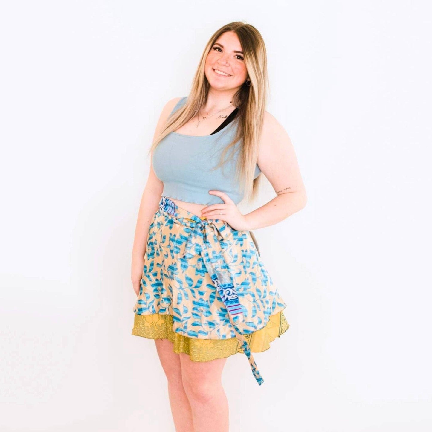 Sari Wrap Skirt: Cool Tones / Mini / 02-12