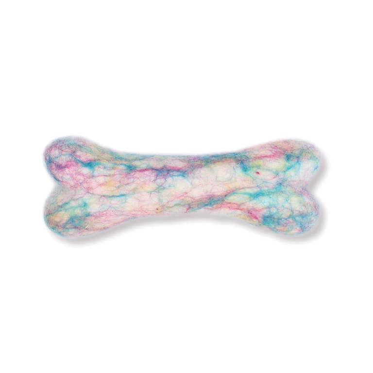 Eco Wool Dog Bones/Toys: Polka Dot & Tie-Dyed (Fair Trade): Tye-Dyed / Large