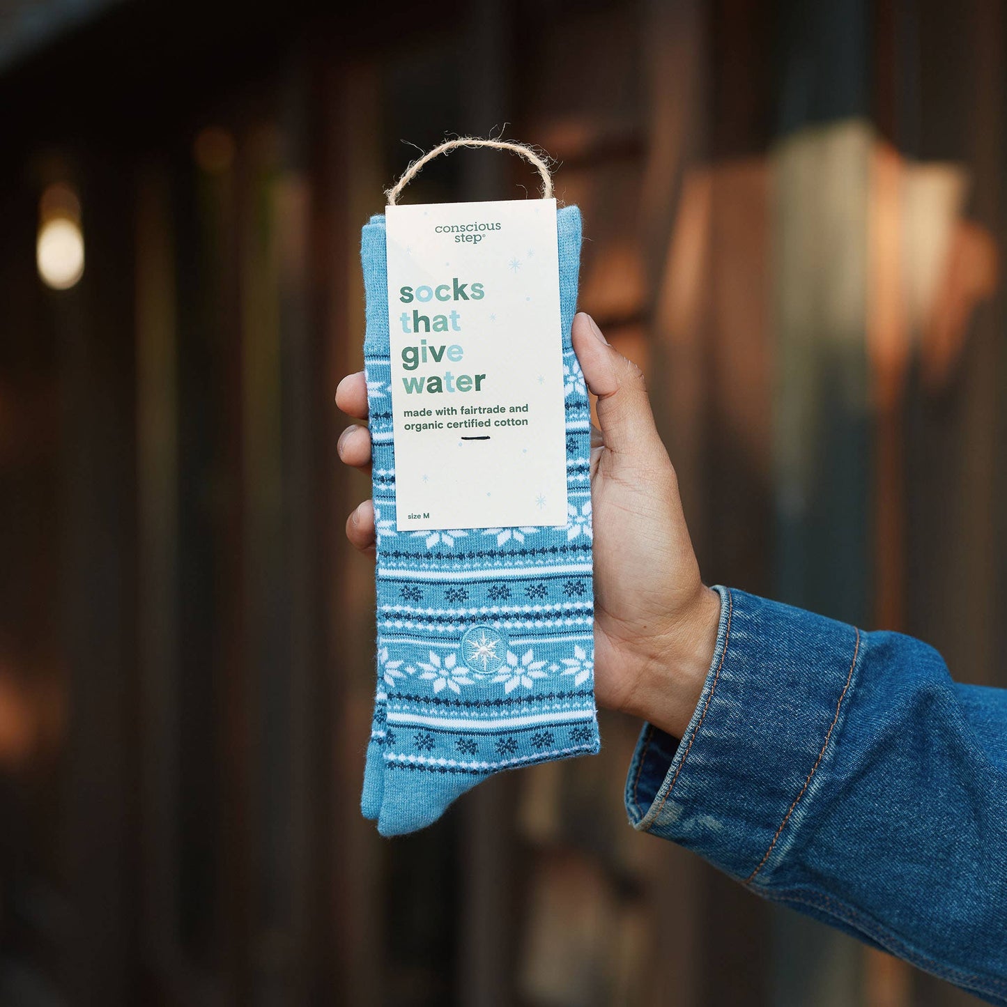 Socks that Give Water (Blue Fair Isle): Medium