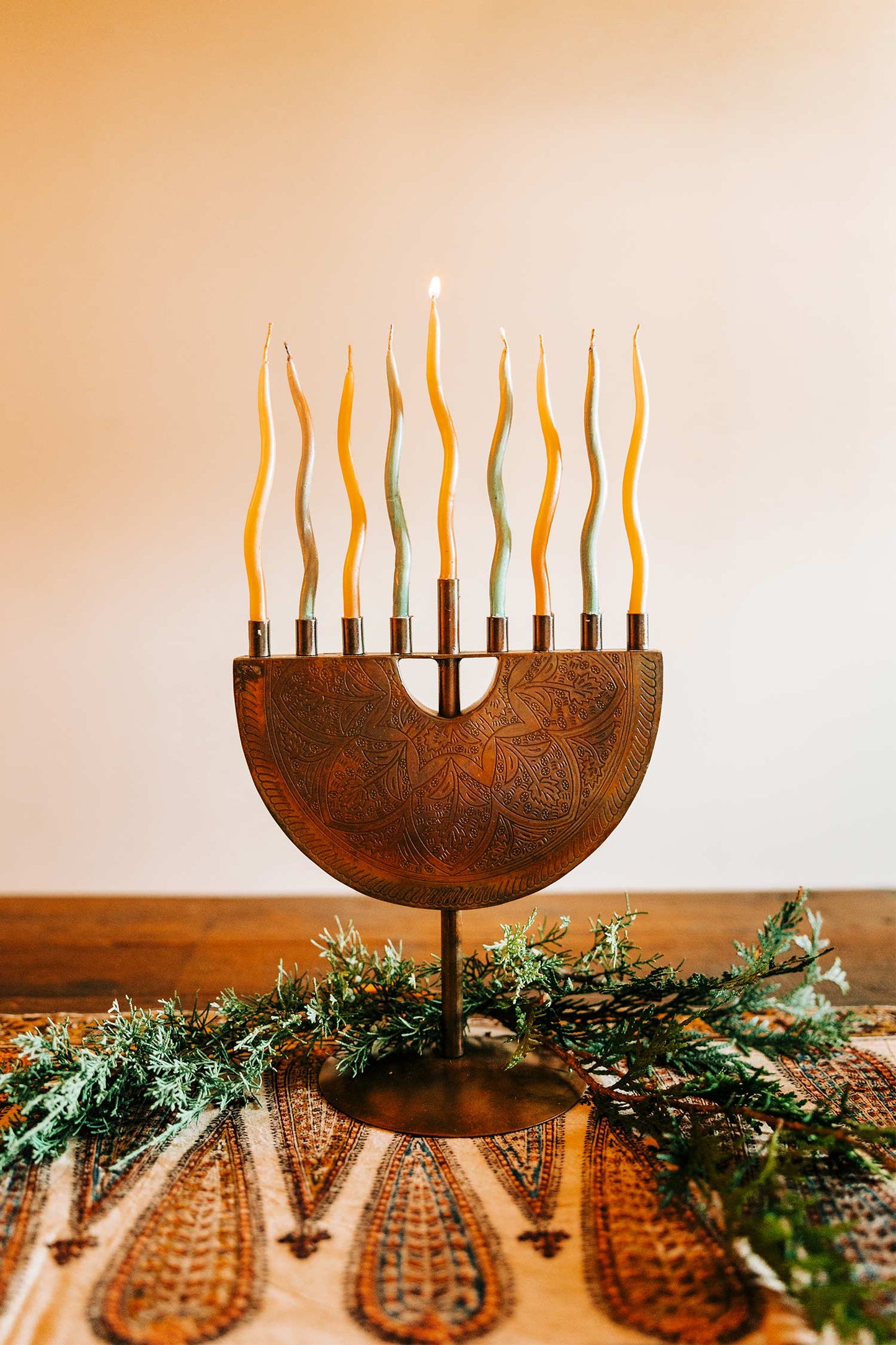 Engraved Iron Menorah