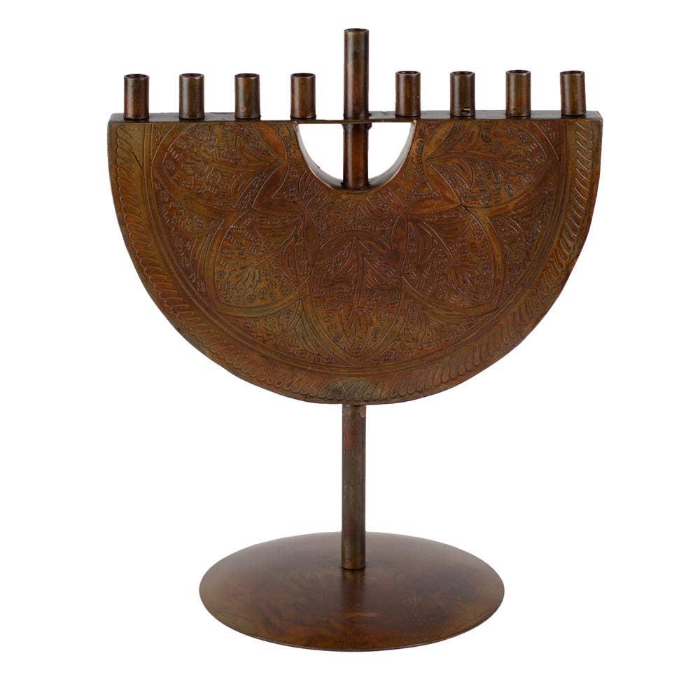 Engraved Iron Menorah