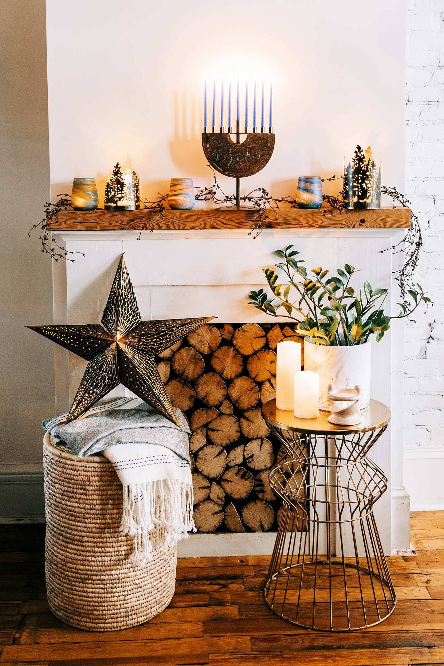 Engraved Iron Menorah