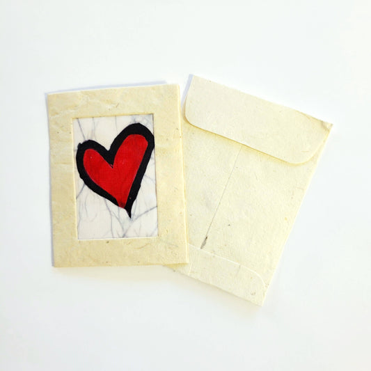Batik Red Heart Mini Card
