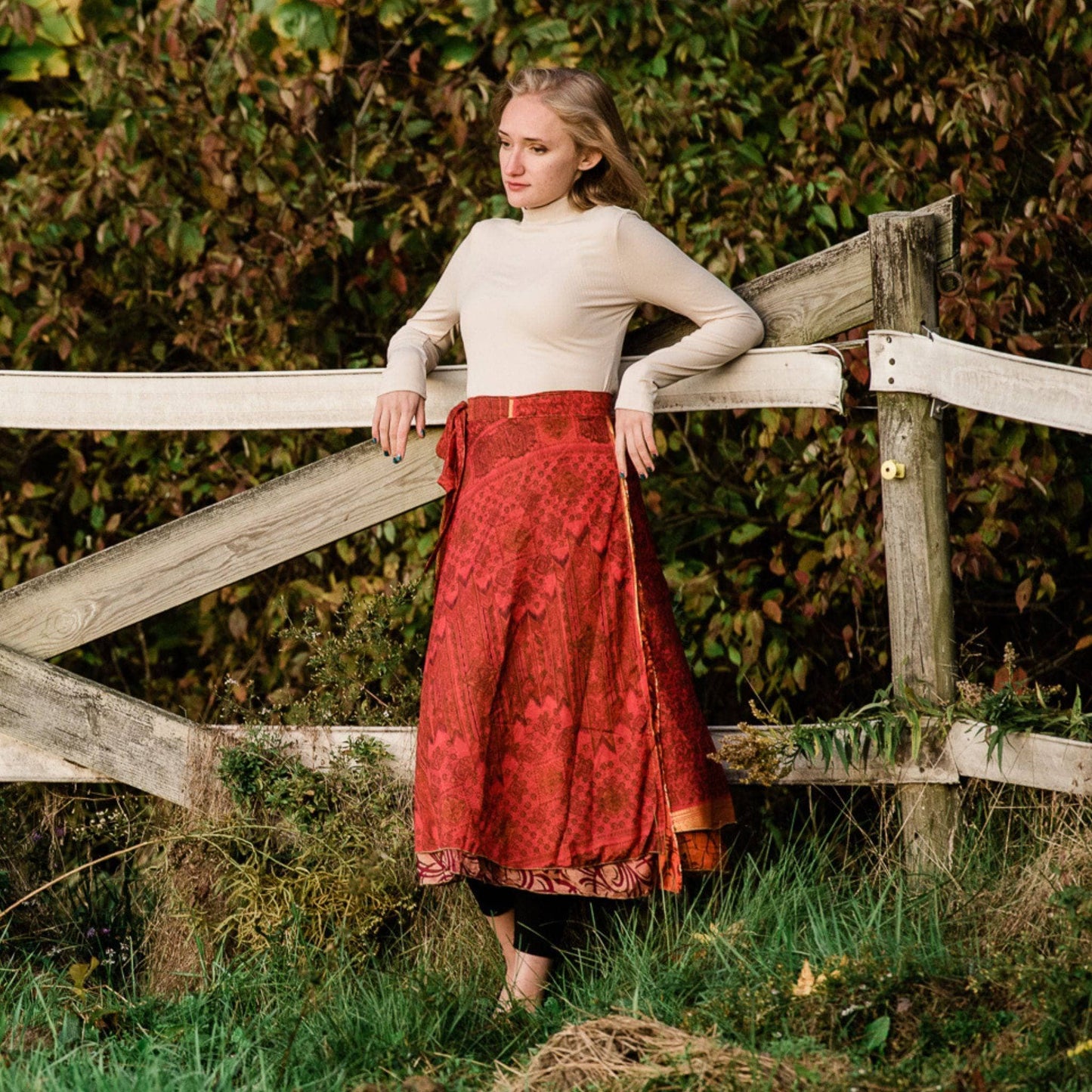 Sari Wrap Skirt: Cool Tones / Maxi / 02-12