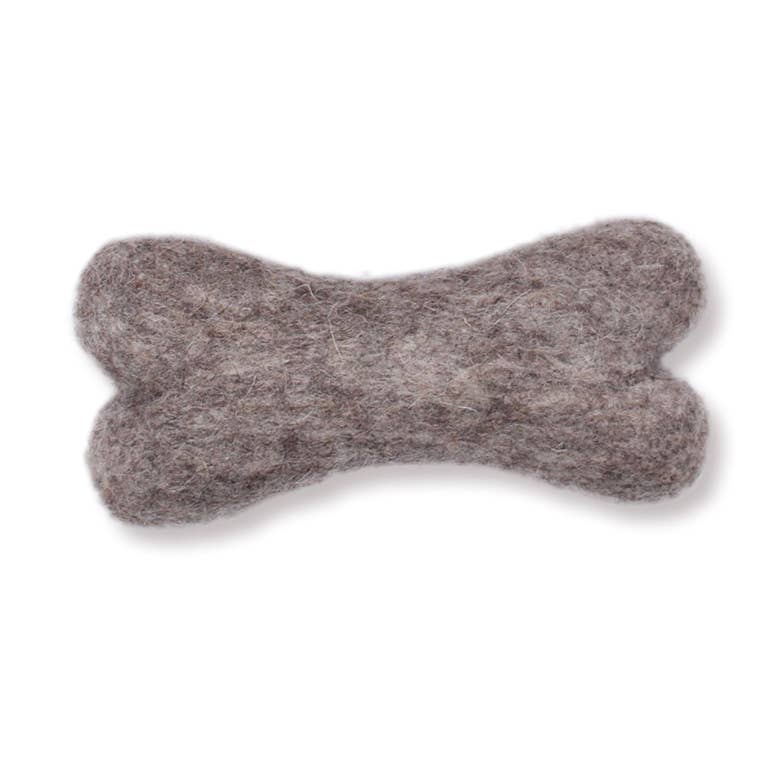 Eco Wool Dog Bones/Toys: Brown, Gray, White (Fair Trade): Light Grey / Small