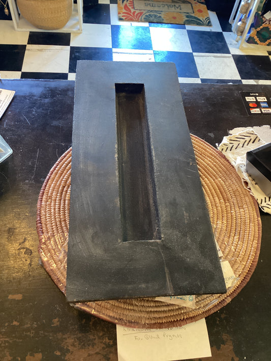 Black concrete table center for candles/decor