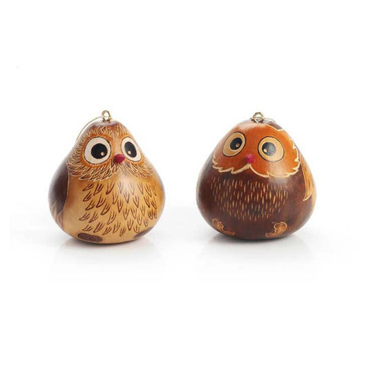 Owl Gourd Christmas Ornaments - Set of 2