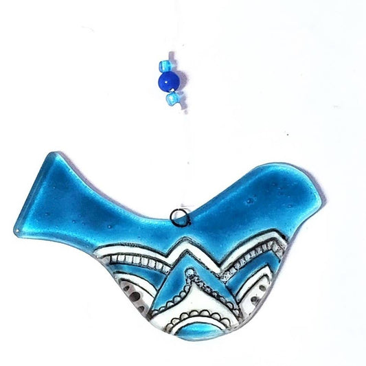 Fused Glass Blue Bird Suncatcher