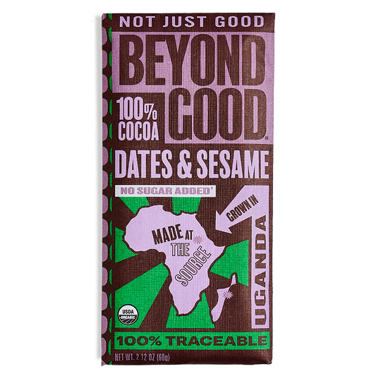 100% Cocoa Dark Chocolate with Dates & Sesame