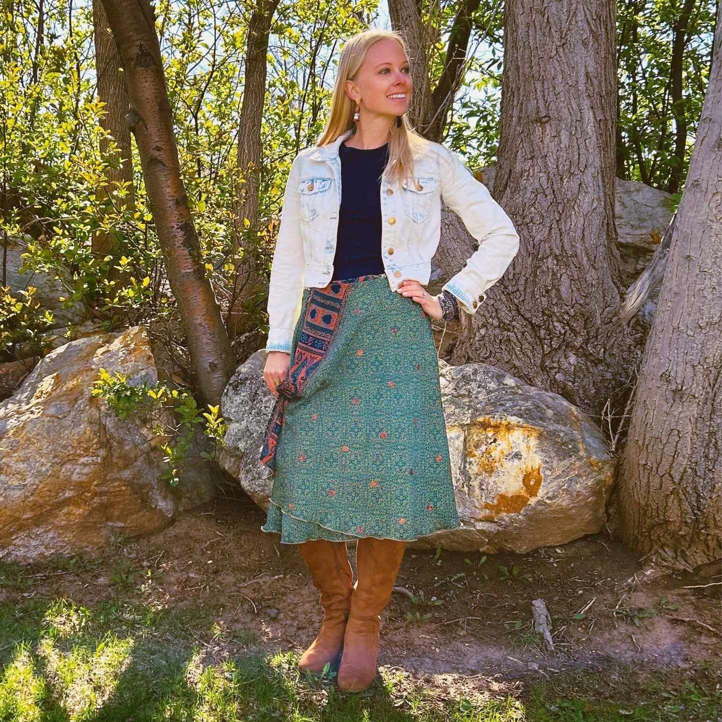 Sari Wrap Skirt: Cool Tones / Maxi / 02-12