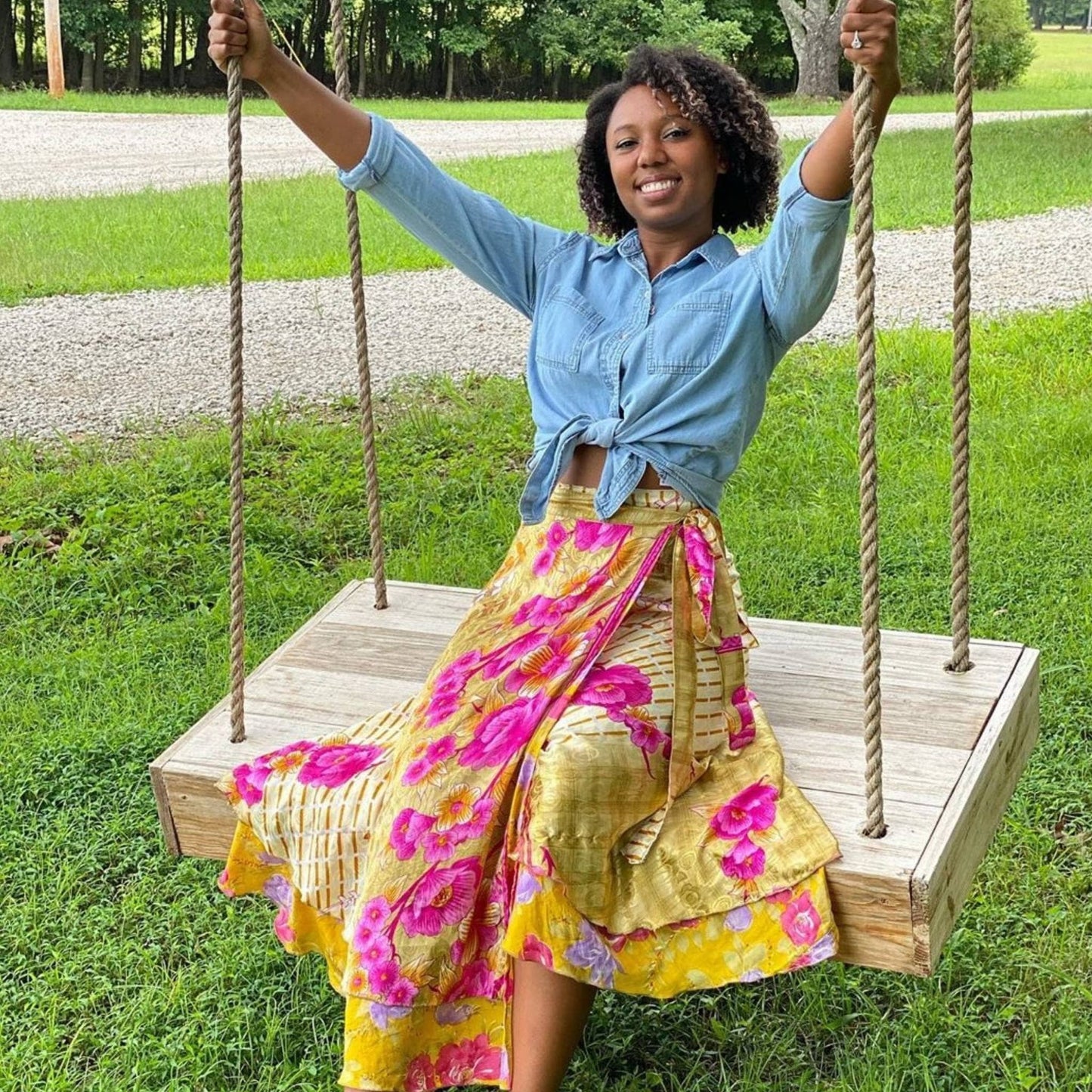 Sari Wrap Skirt: Cool Tones / Maxi / 02-12