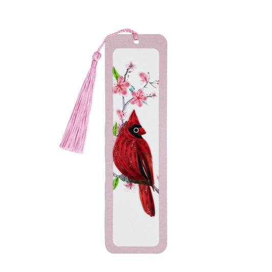 Handmade Quilled Paper Cardinal and Cherry Blossom Bookmark