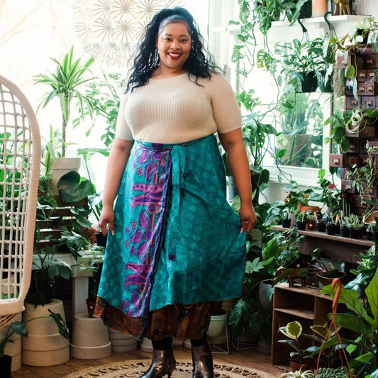 Sari Wrap Skirt: Cool Tones / Maxi / 08-20
