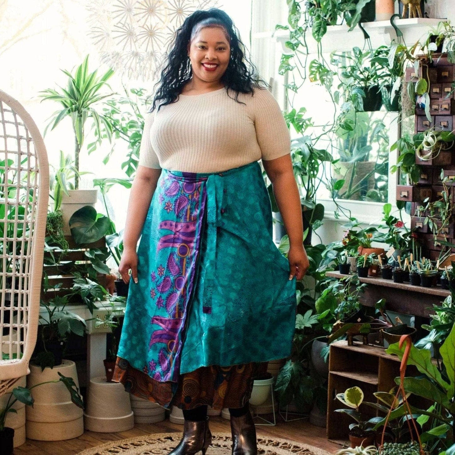 Sari Wrap Skirt: Cool Tones / Maxi / 02-12