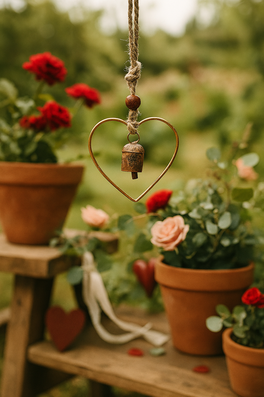 Air Element Heart Bell Wind Chime - Fair Trade Garden