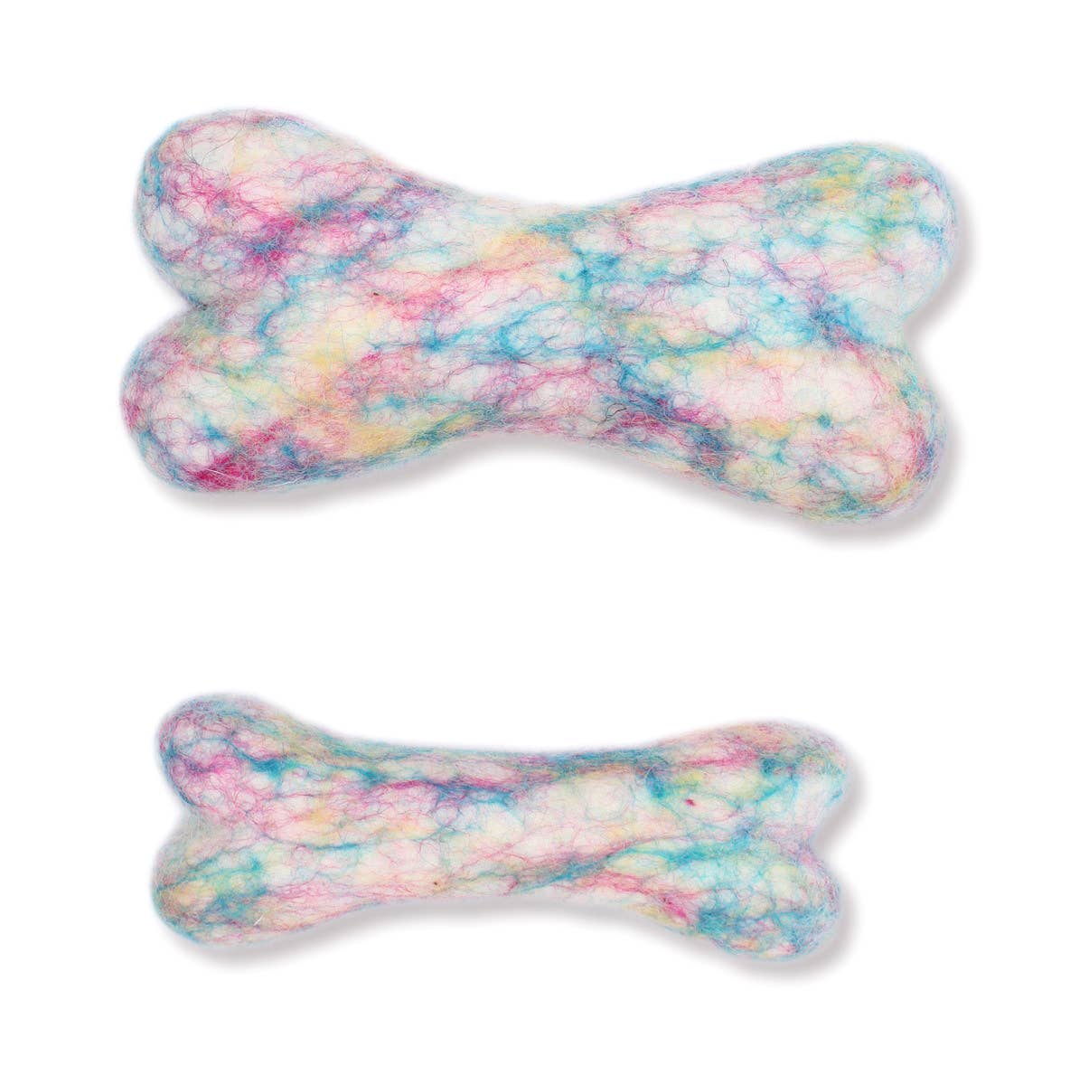 Eco Wool Dog Bones/Toys: Polka Dot & Tie-Dyed (Fair Trade): Tye-Dyed / Large
