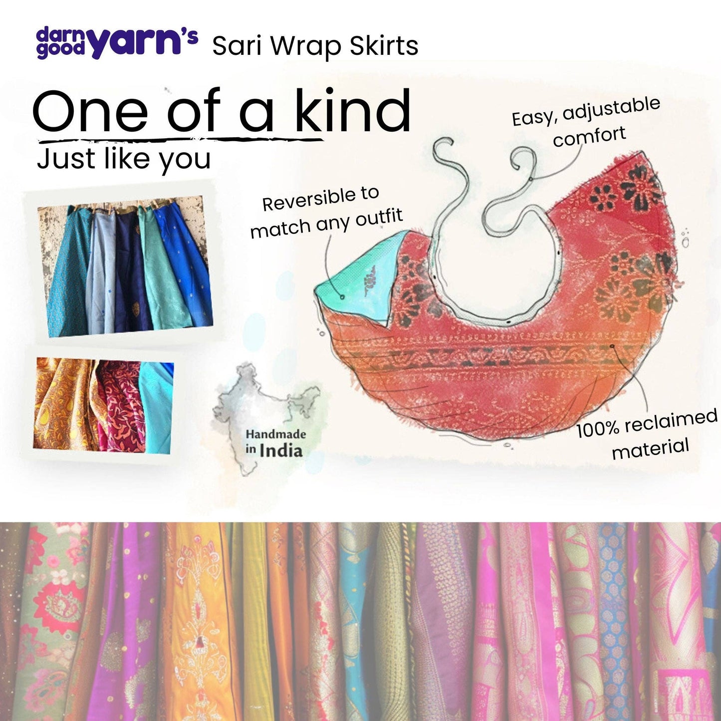 Sari Wrap Skirt: Cool Tones / Maxi / 02-12
