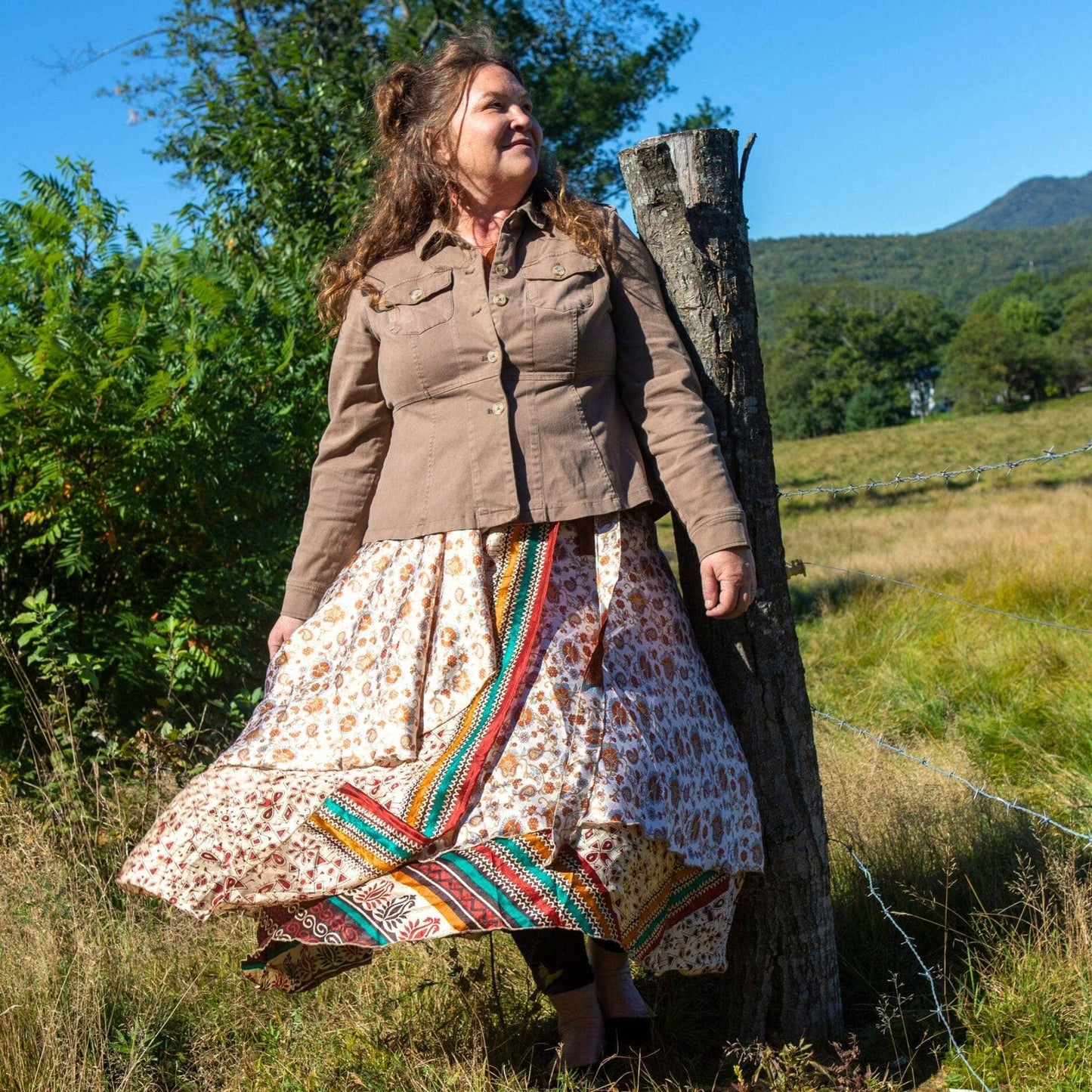 Sari Wrap Skirt: Cool Tones / Maxi / 02-12