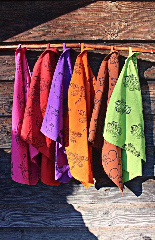 Blockprint Dishtowel, Colorful