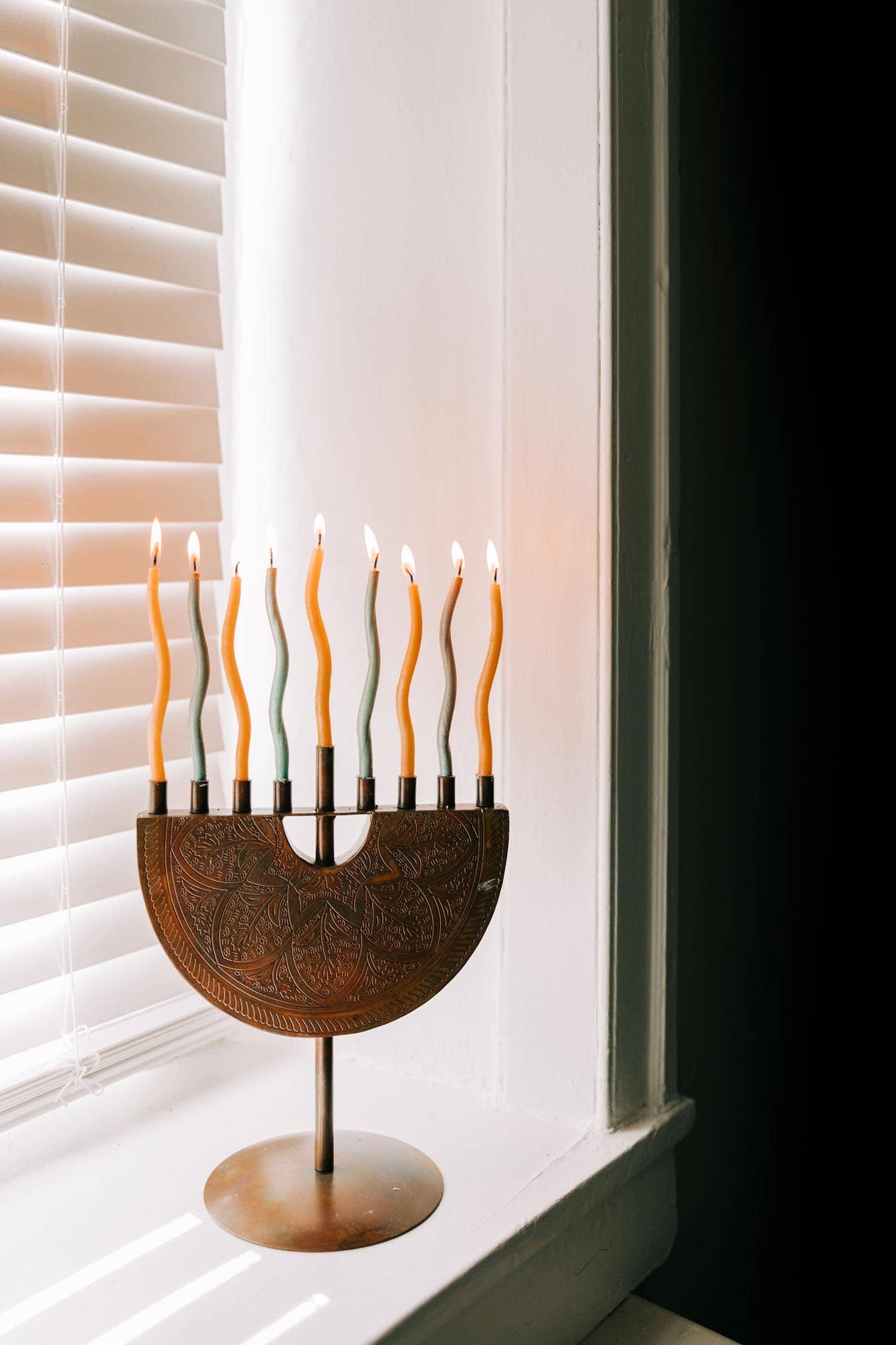Engraved Iron Menorah