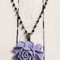 Purple Resin Peony Pendant with Beaded Chain