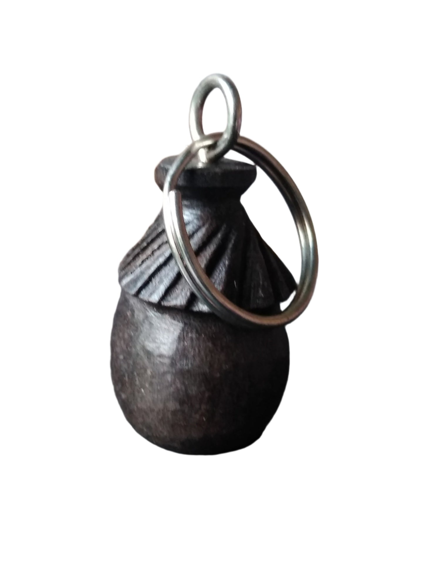 African Village Hut Wooden Keychain