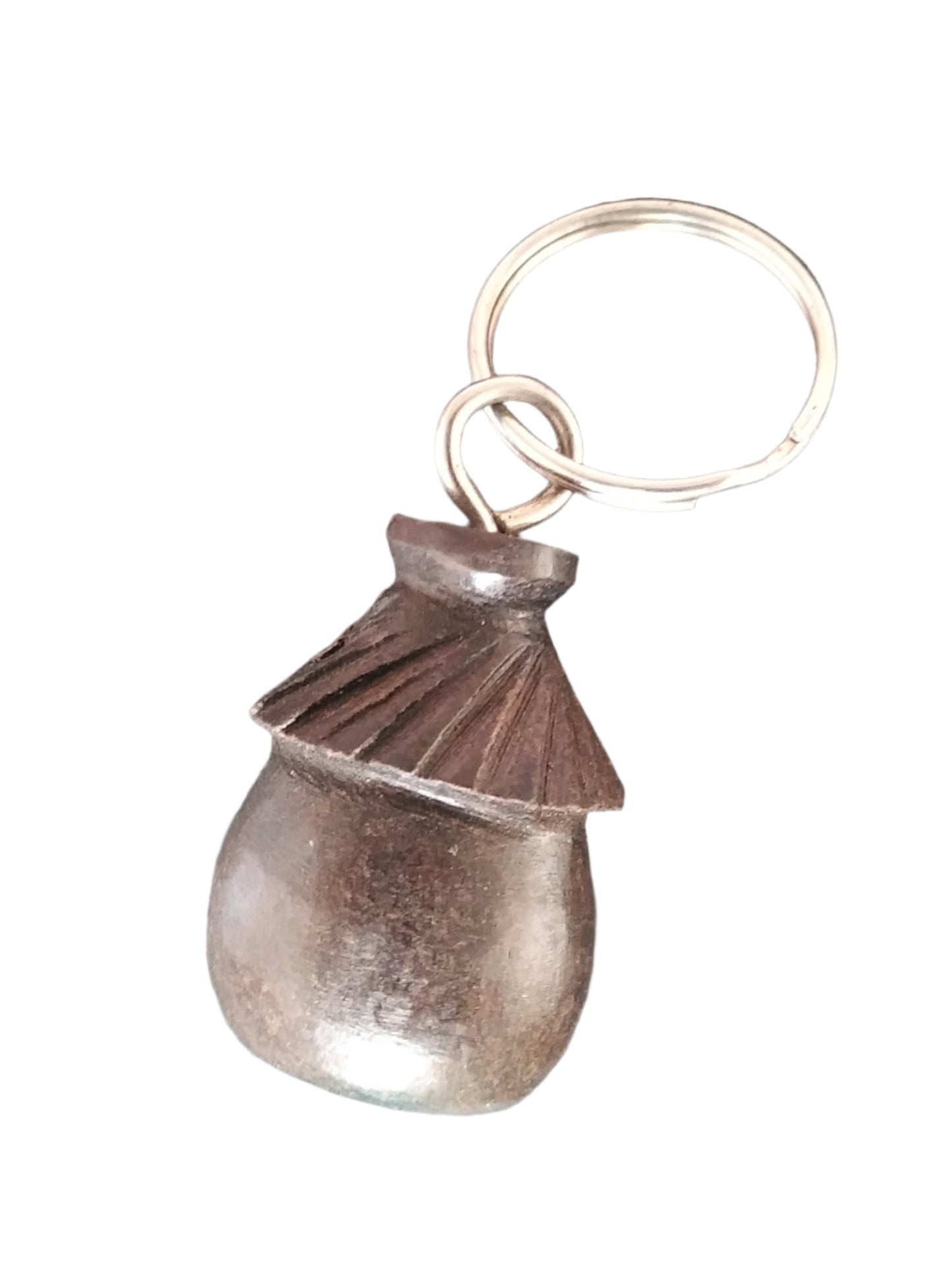 African Village Hut Wooden Keychain