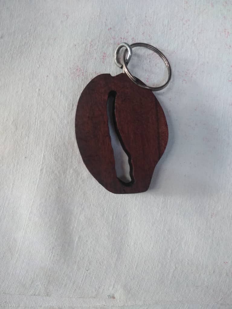 Handcrafted Wooden Cowrie Keychain