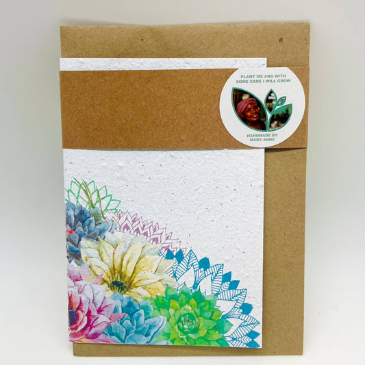 Growing Paper greeting card - Blue Flowers: Paper Band