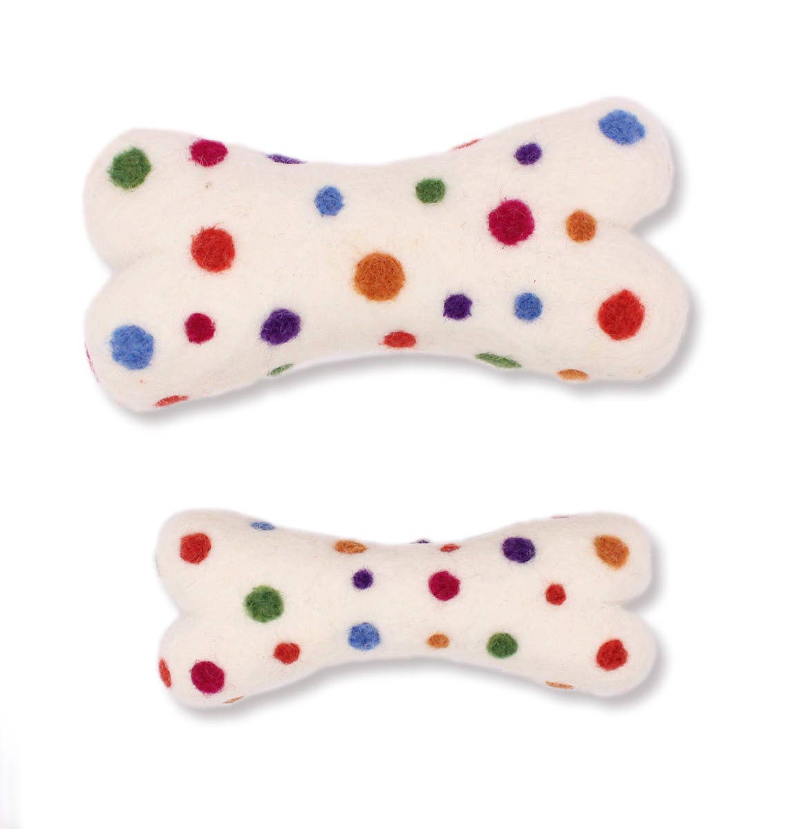 Eco Wool Dog Bones/Toys: Polka Dot & Tie-Dyed (Fair Trade): Tye-Dyed / Large