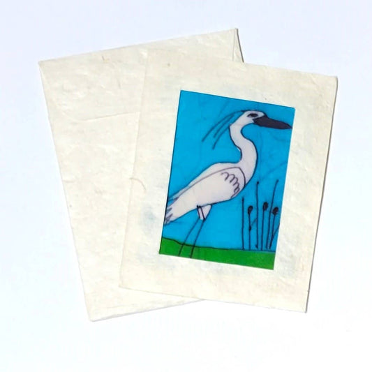 Batik Egret Mini Card