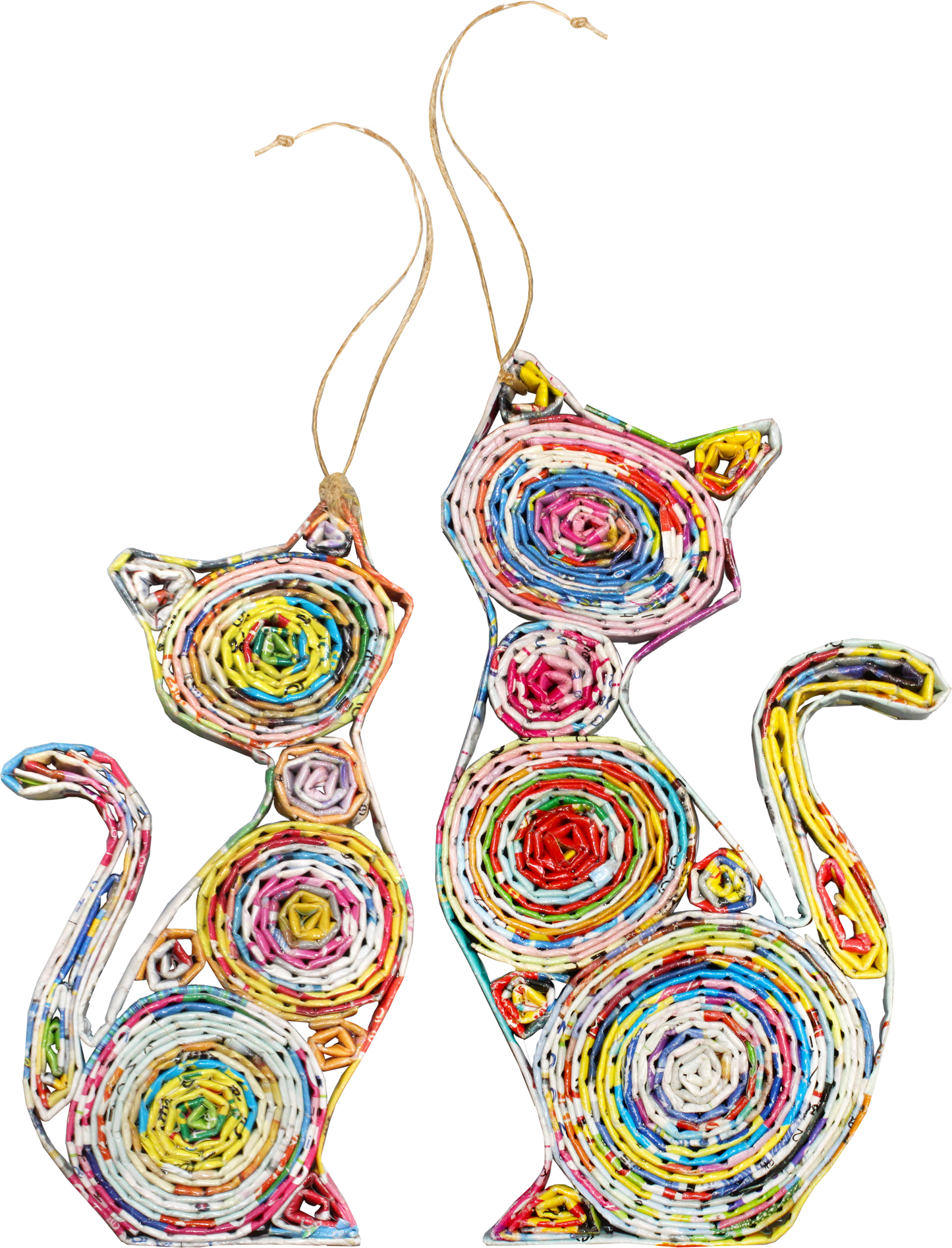 Recycled Magazine Cat Ornaments