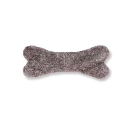 Eco Wool Dog Bones/Toys: Brown, Gray, White (Fair Trade): Light Grey / Small