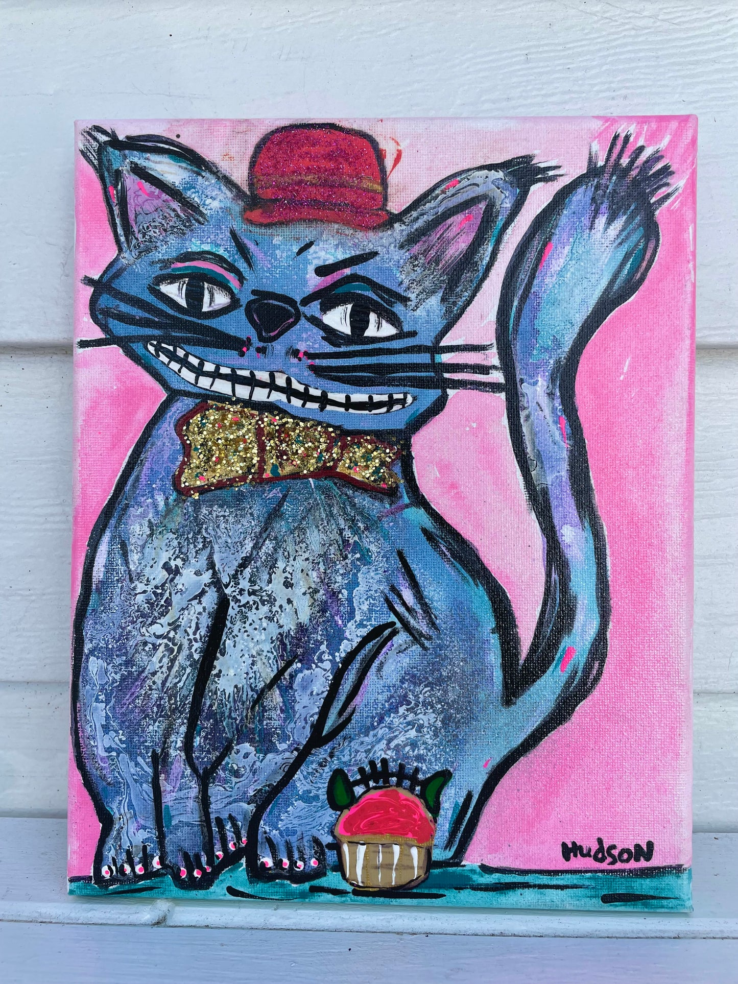 ‘BLUE CAT IN A PINK HAT’ 8x10 Ryan Hudson Painting