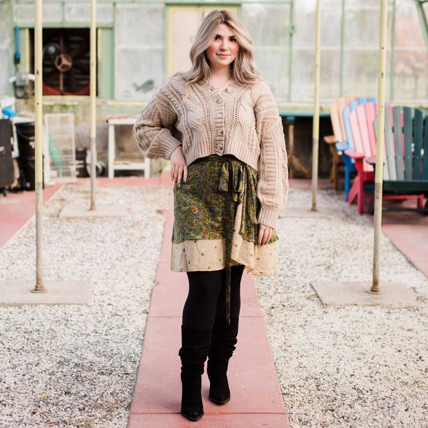 Sari Wrap Skirt: Cool Tones / Maxi / 02-12