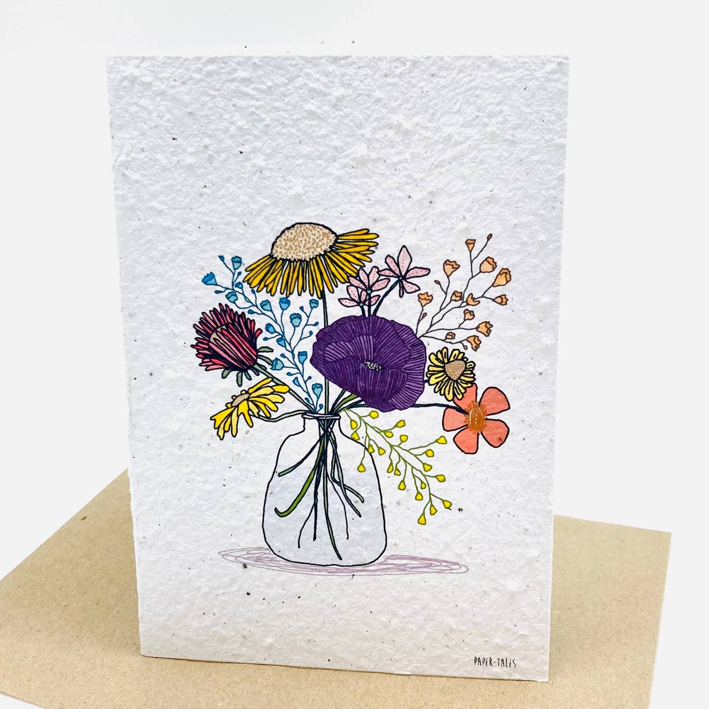 Growing Paper greeting card - Flowers in Vase: Paper Band