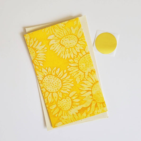 Yellow Sunflower Batik Note Card