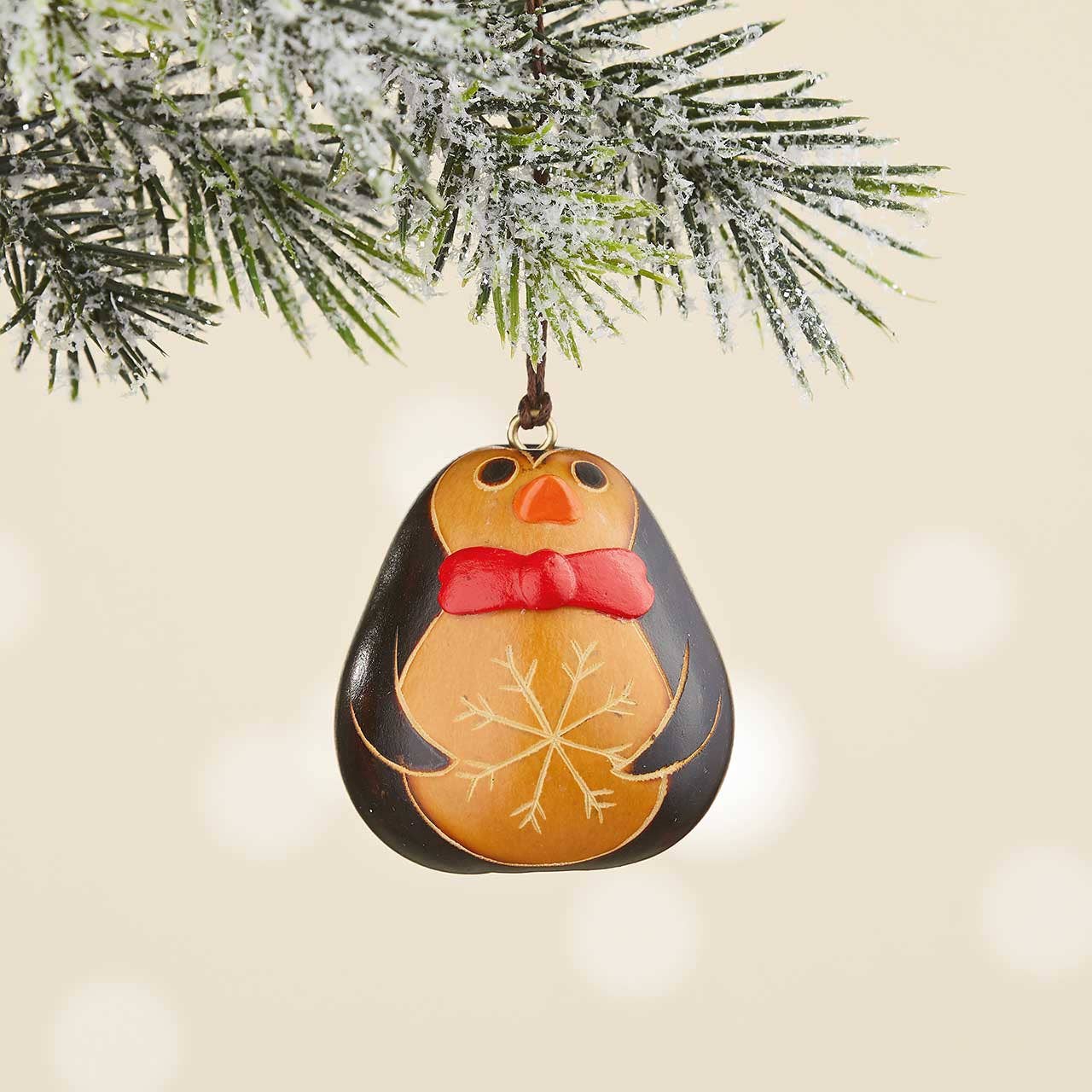 Gentleman Penguin Gourd Christmas Ornament