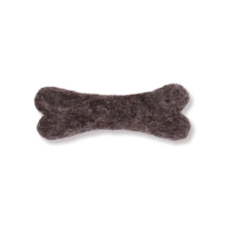 Eco Wool Dog Bones/Toys: Brown, Gray, White (Fair Trade): Light Grey / Small