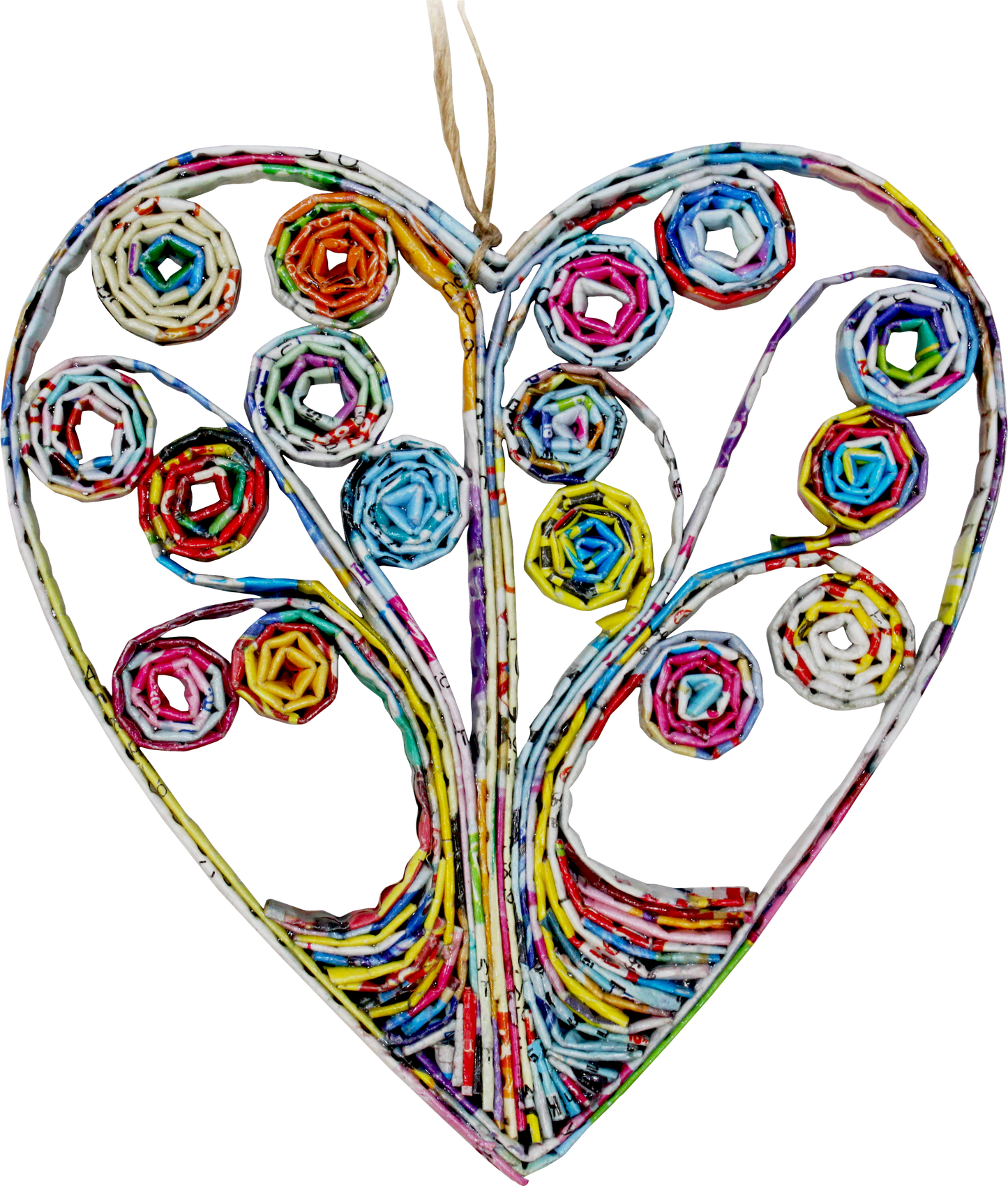 Recycled Magazine Tree of Life Heart Ornament - TLV133