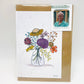 Growing Paper greeting card - Flowers in Vase: Paper Band