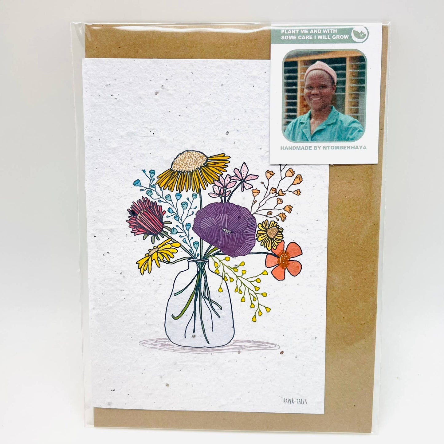 Growing Paper greeting card - Flowers in Vase: Paper Band