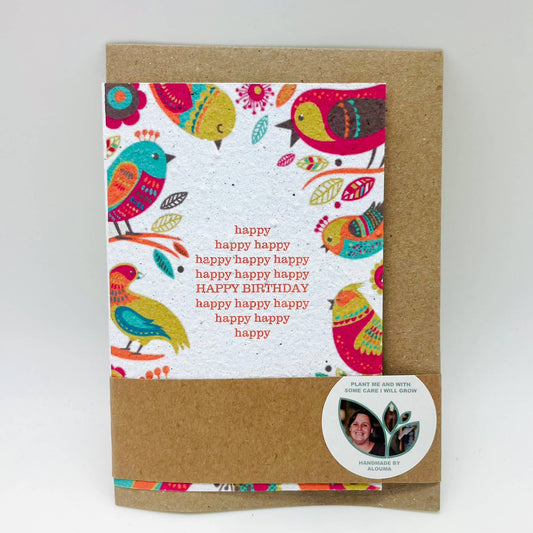 Growing Paper greeting card - Birthday Birds: Paper Band