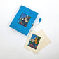 Cat on a Table Batik Mini Paper Mache Box with Mini Gift Cards Set